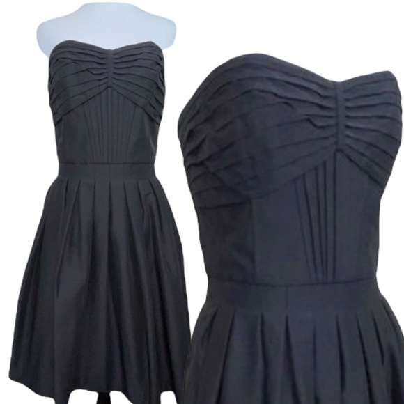 Maggy London Black Strapless Taffeta Dress 4 - Picture 1 of 17